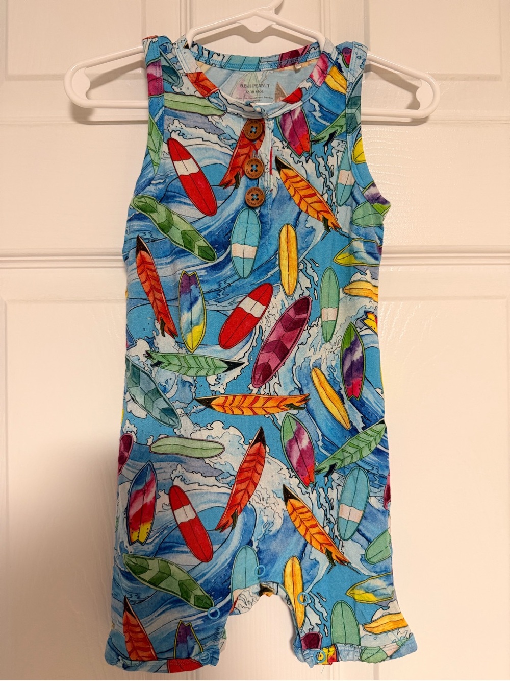 Colorful Surfboard Print Baby Bamboo Romper